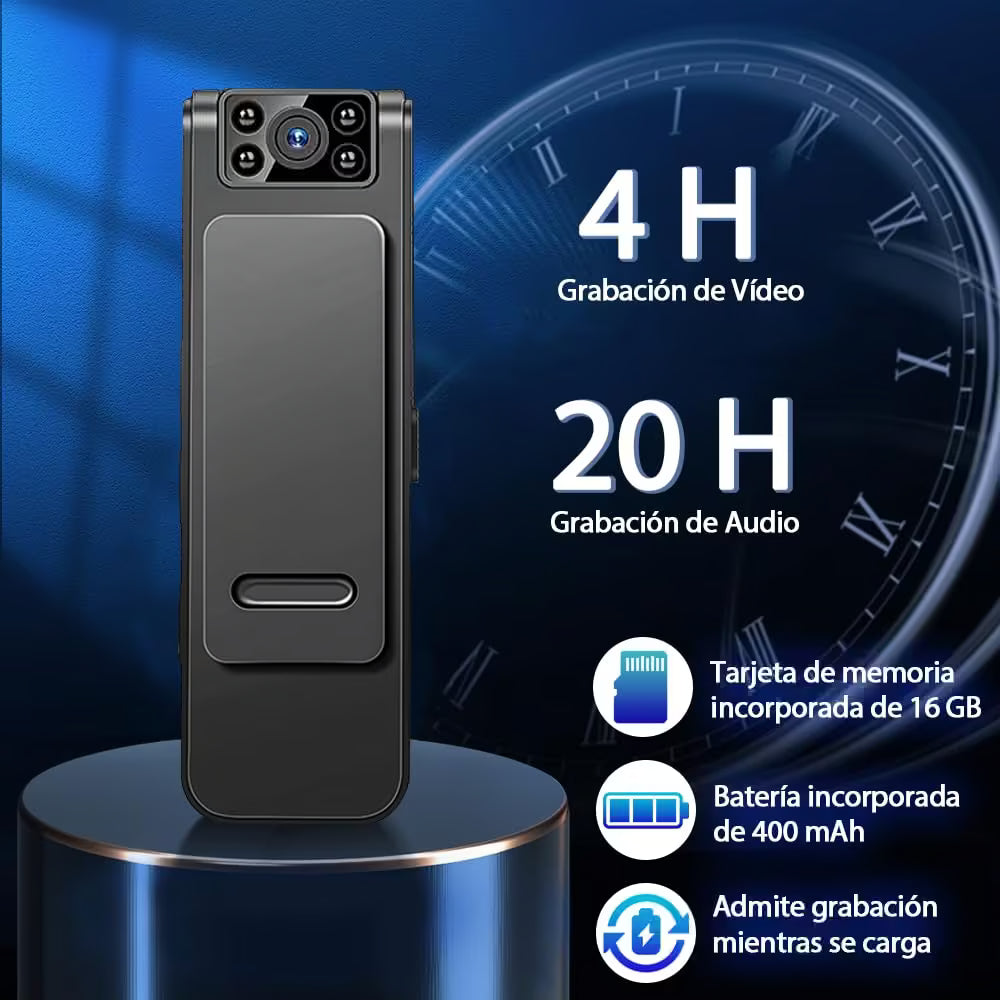 Cámara Mini Body Cam Pro 1080P: Tu seguridad y mejores momentos grabados en HD