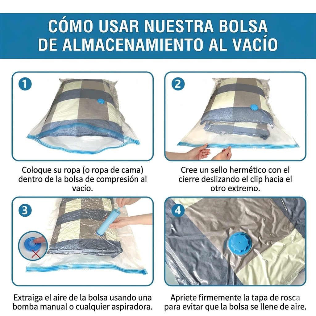 Duplica el espacio de tu maleta sin dejar nada por fuera - bolsa al vacio almacenamiento X5 + Bomba