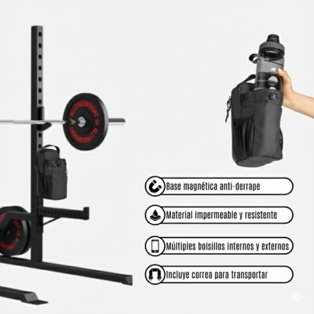 BOLSO MAGNETICO IMPERMEABLE GYM – Lleva Todo lo que Necesitas, Sin Cargar de Más